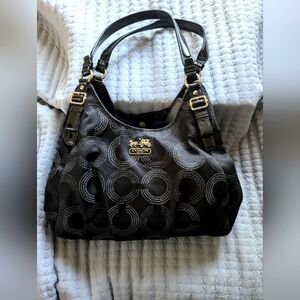 Coach Black and Gray Patterned Shoulder Bag